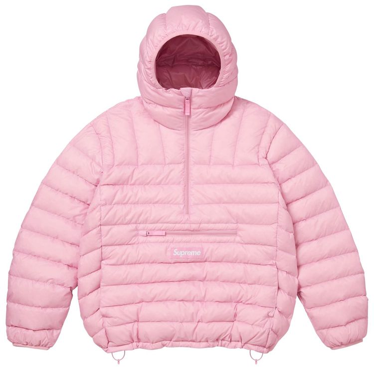 Supreme Micro Down Half Zip Hooded Pullover Light Pink