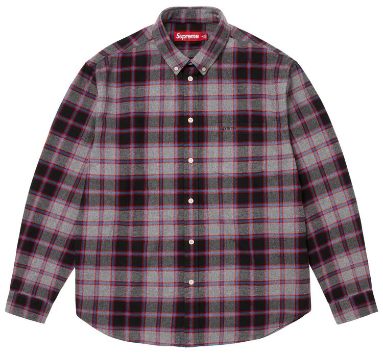 Supreme Plaid Flannel Shirt Grey