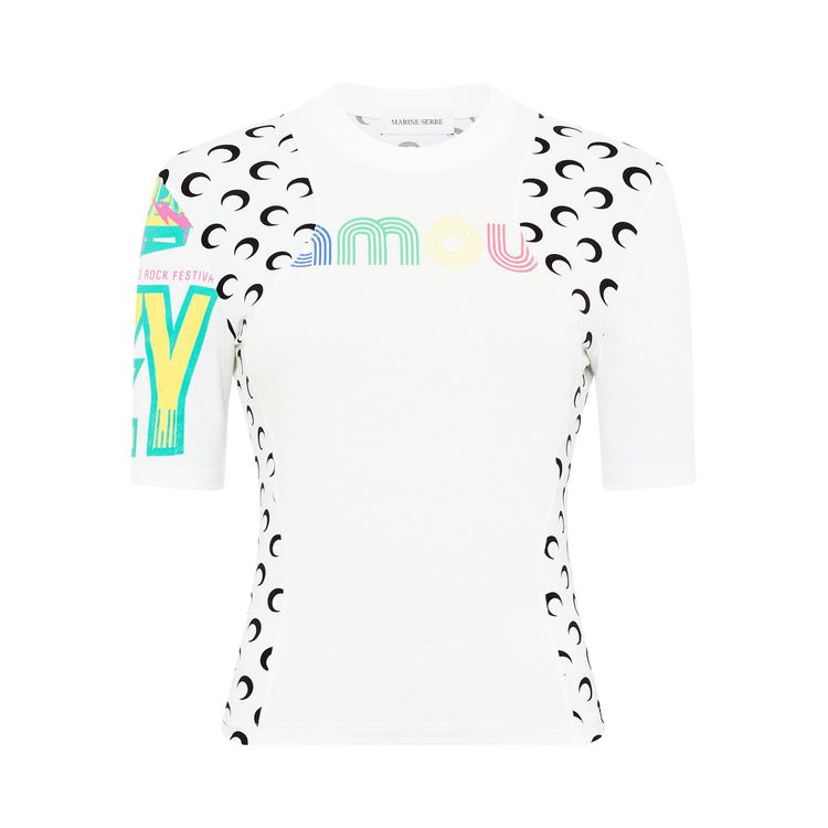 Marine Serre Regenerated Graphic Jersey Baby Fit T Shirt White Aom Optical White