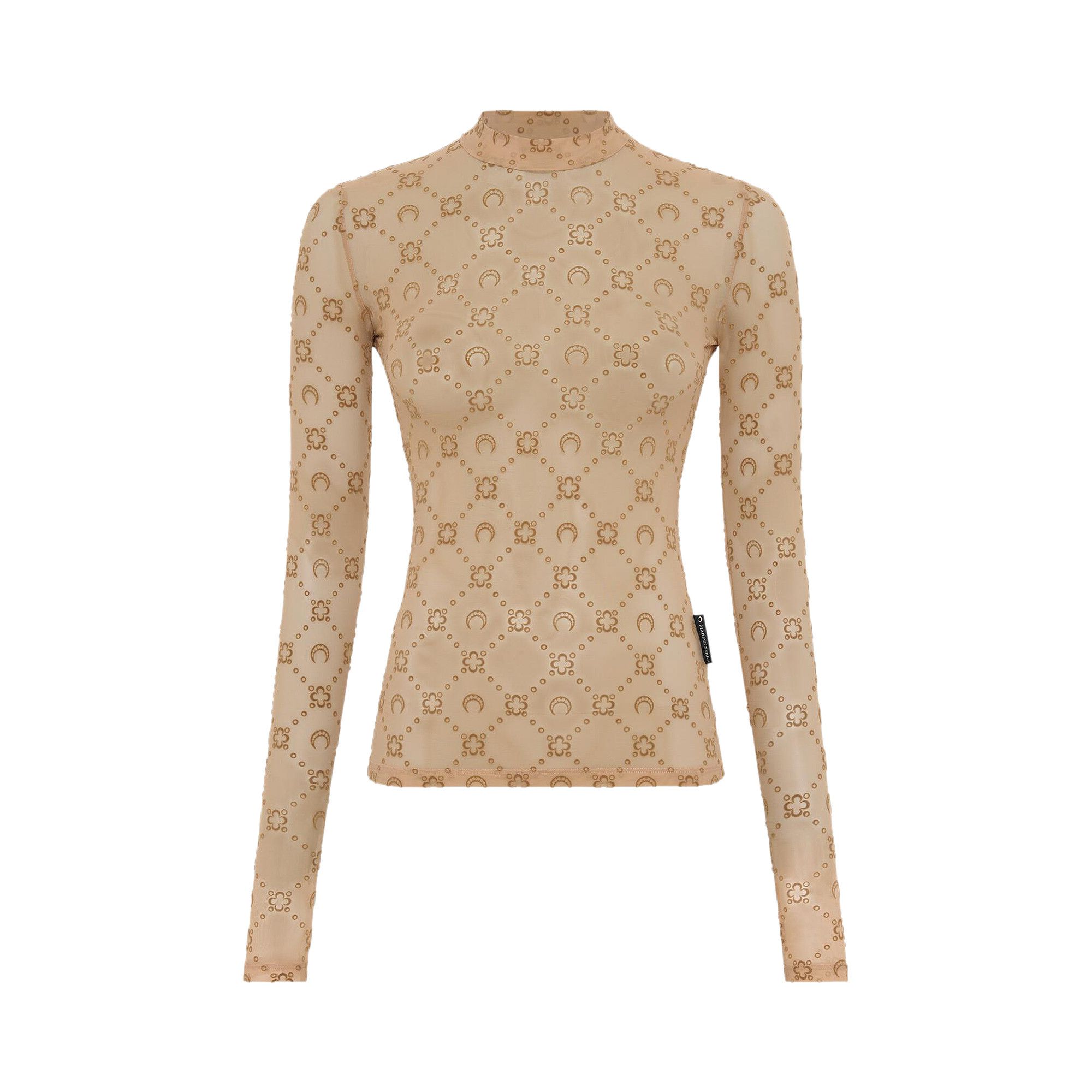 Buy Marine Serre Moonogram Mesh Flock Long-Sleeve Highneck Top