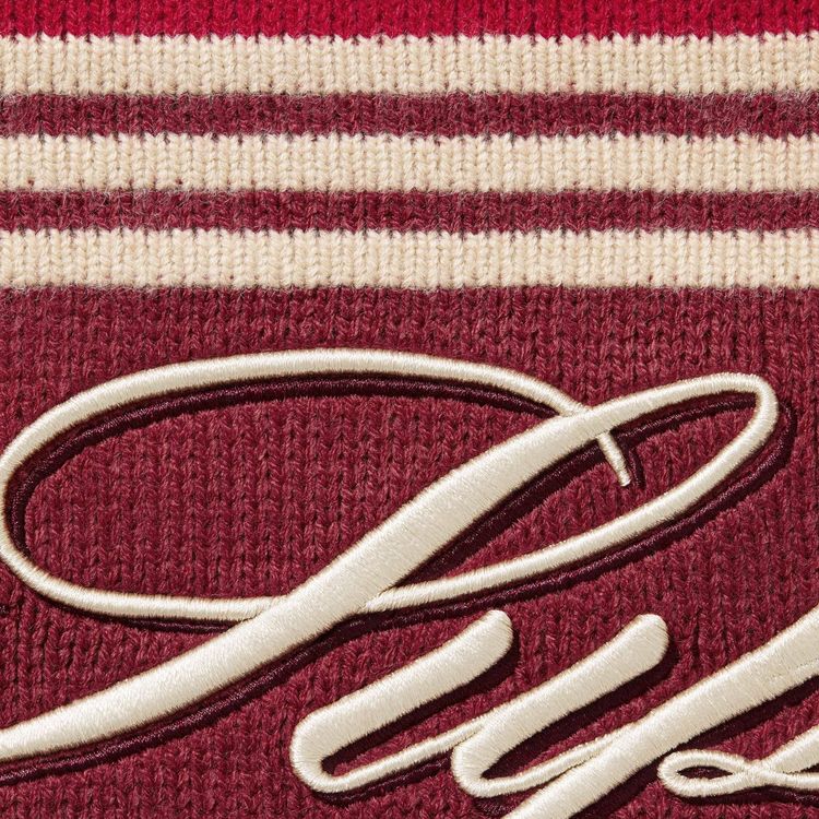 Supreme Script Stripe Half Zip Sweater Red