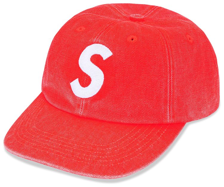 Supreme Pigment Coated Canvas S Logo 6 Panel Bright Orange