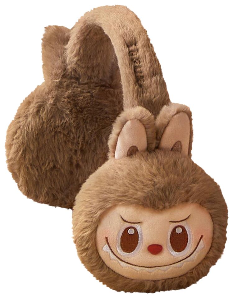 Pop Mart The Monsters Labubu Warm Fluffy Holiday Series Plush Earmuffs Brown