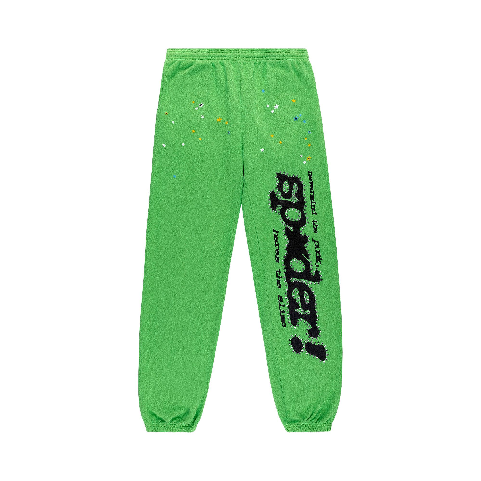 【正規品】Sp5der Punk V2 Rinestone Sweatpants Buy Sp5der Punk V2 Rhinestone Sweatpant 'Bright Green