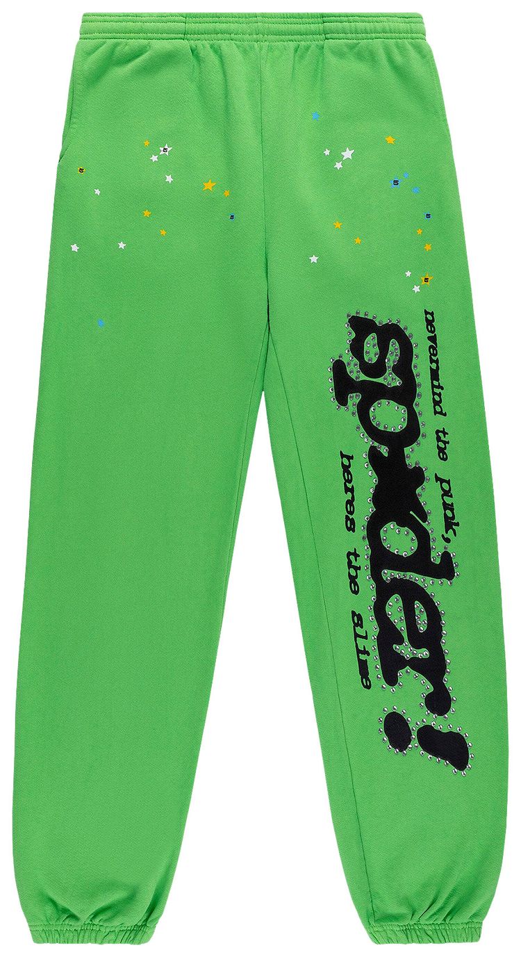 Sp5der Punk V2 Rhinestone Sweatpant Bright Green