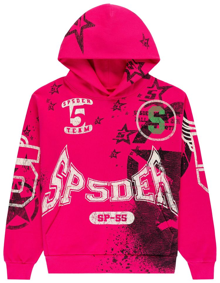 Sp5der Stencil Hoodie Pink