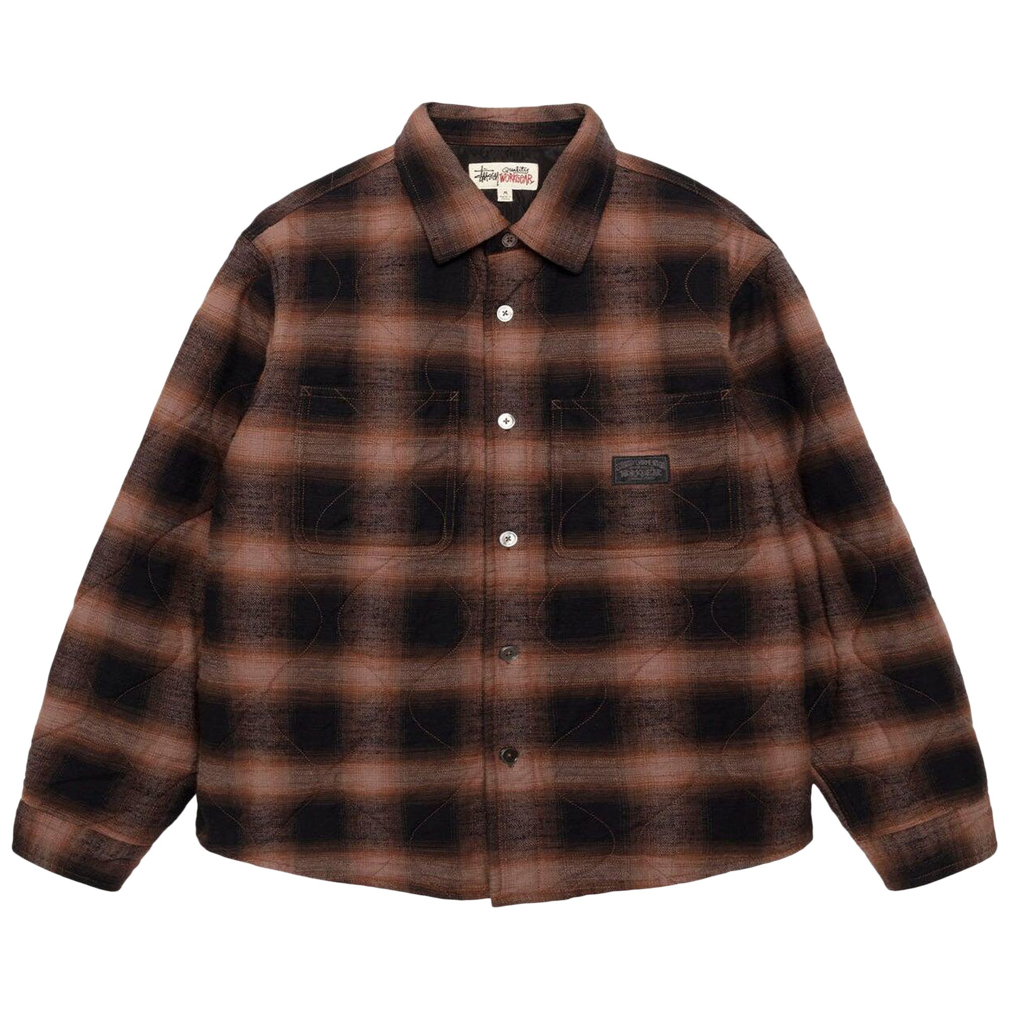 Buy Stussy Quilted Plaid Shirt Jacket 'Brown' - 1110372 BROW | GOAT