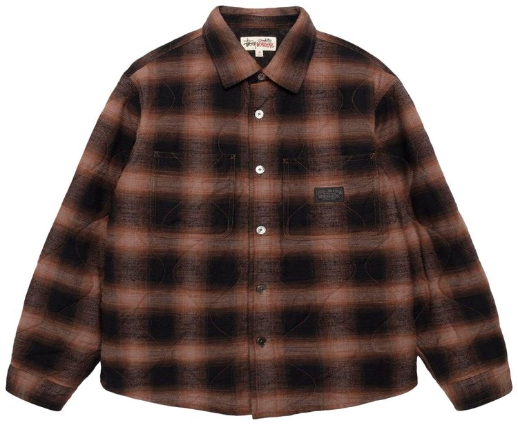 Stussy Quilted Plaid Shirt Jacket Brown