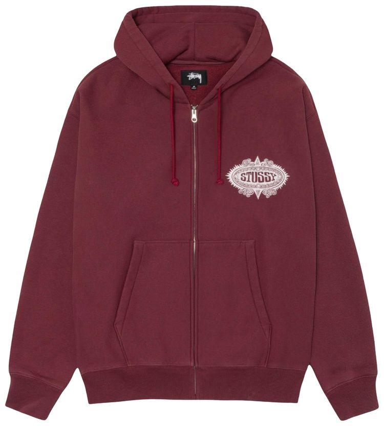 Stussy Mantra Zip Hoodie Burgundy