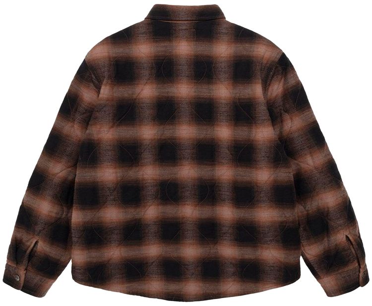 Stussy Quilted Plaid Shirt Jacket Brown