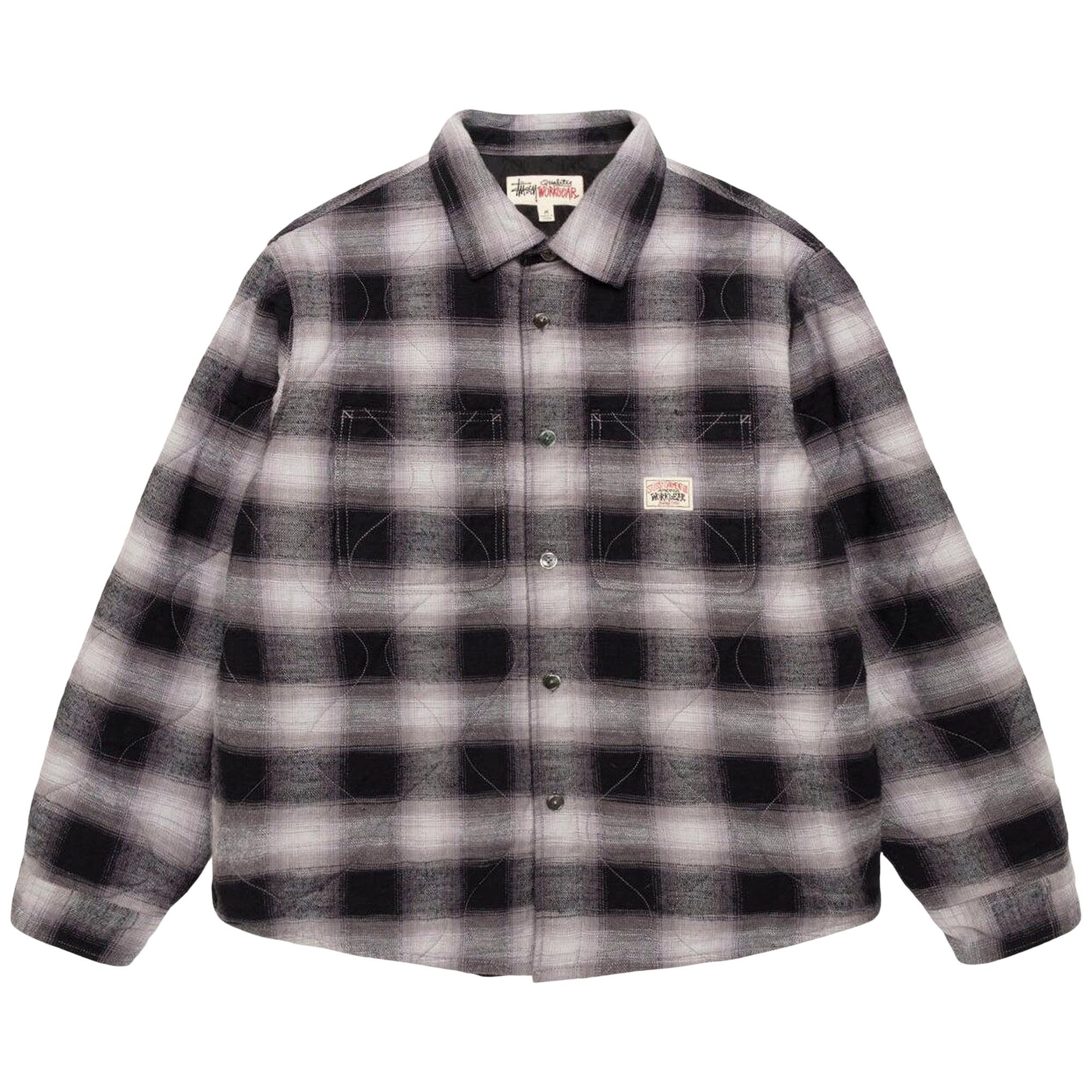 Buy Stussy Quilted Plaid Shirt Jacket 'Grey' - 1110372 GREY | GOAT UK