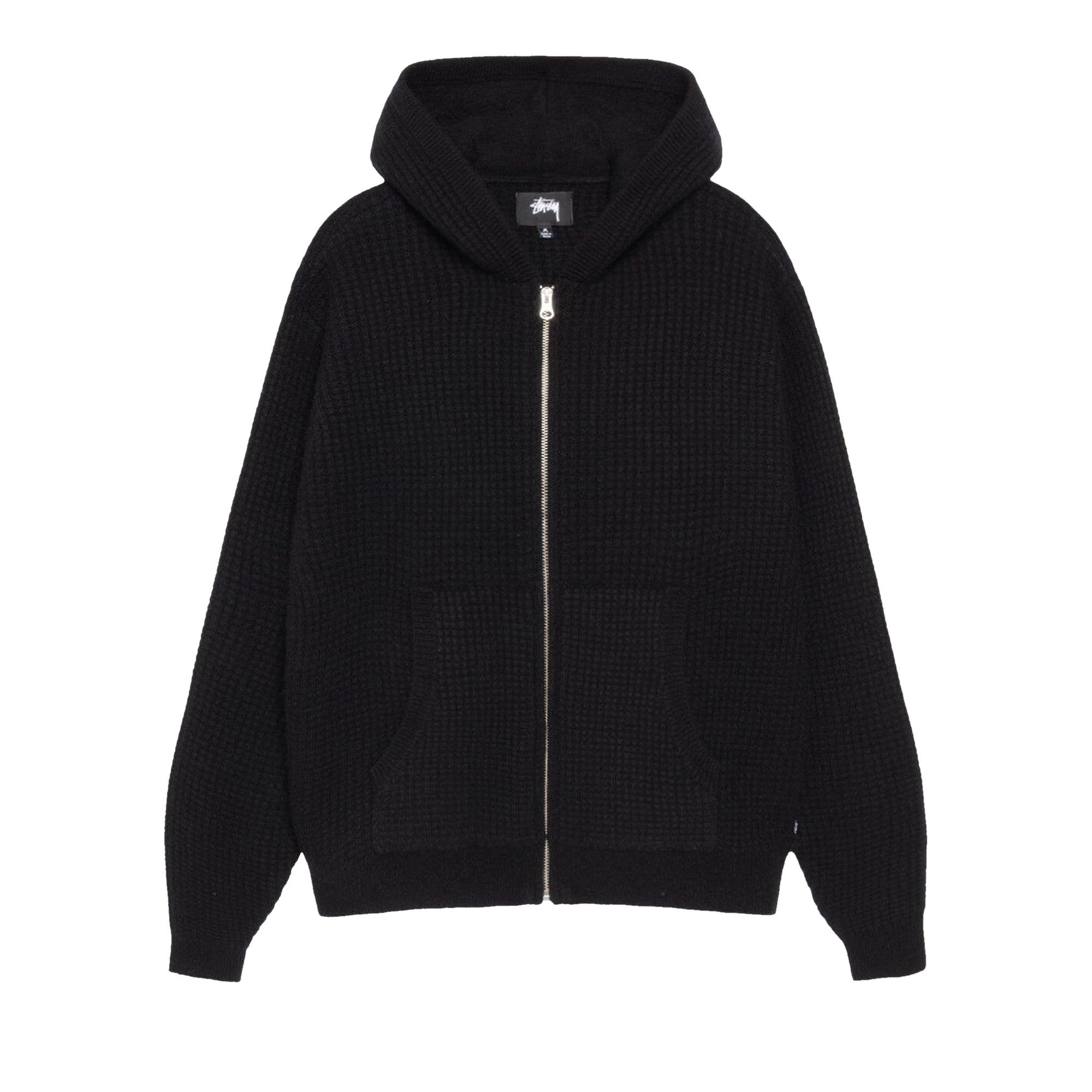 Buy Stussy Waffle Cashmere Zip Hoodie 'Black' - 117274 BLAC | GOAT