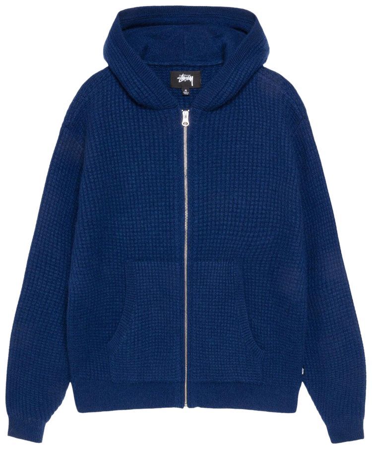 Stussy Waffle Cashmere Zip Hoodie Navy