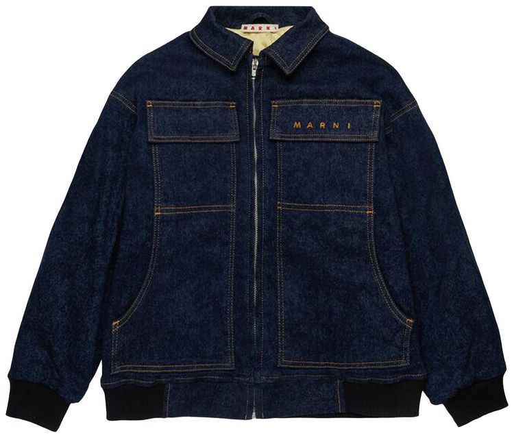 Marni Kids Marble Wash Overdyed Jacket Denim