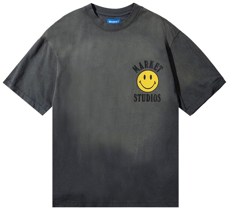 Market Smiley Upside Down Lockup T Shirt Jet Black