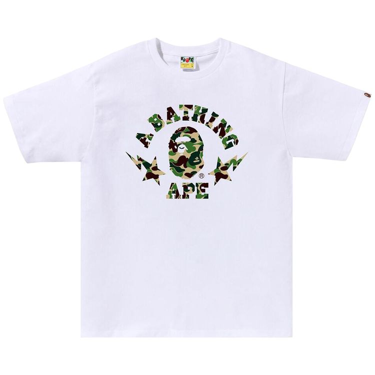 BAPE ABC Camo Sta College Tee WhiteGreen