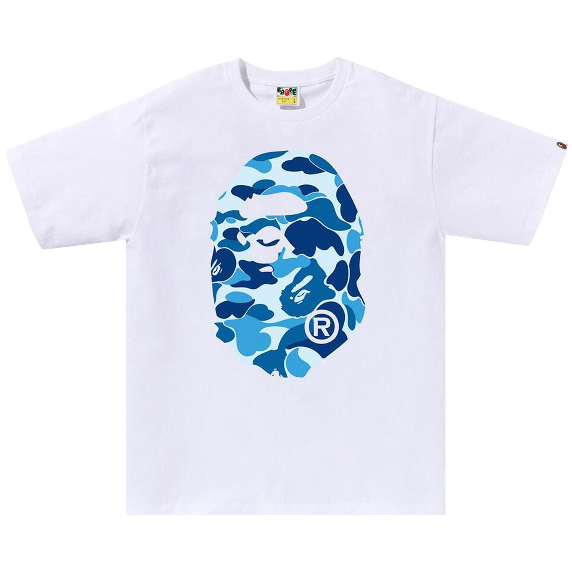Buy BAPE ABC Camo Big Ape Head Tee 'White/Blue' - 1L80 110 006