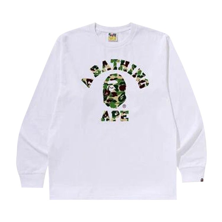 BAPE ABC Camo College Long Sleeve Tee WhiteGreen