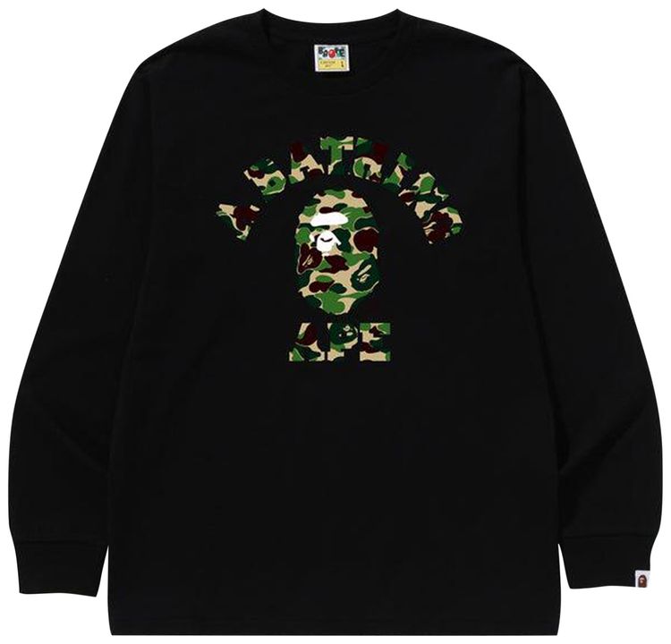 BAPE ABC Camo College Long Sleeve Tee BlackGreen