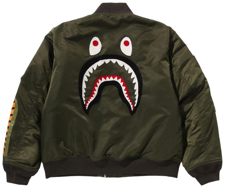 BAPE Shark MA 1 Jacket Olive Drab