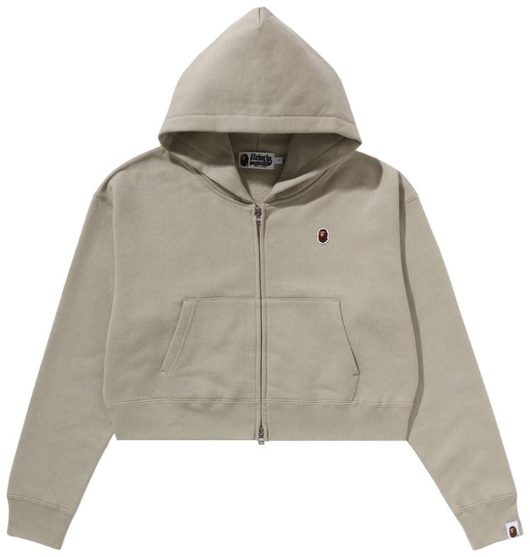 BAPE Pigment Dyed One Point Cropped Zip Hoodie Grey