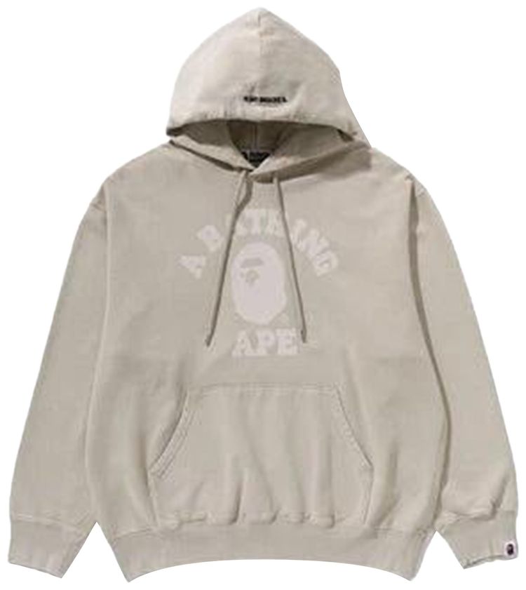 BAPE Garment Dye College Pullover Hoodie Beige
