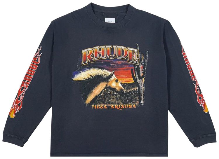 Rhude Mesa Stallion Long Sleeve Tee Black