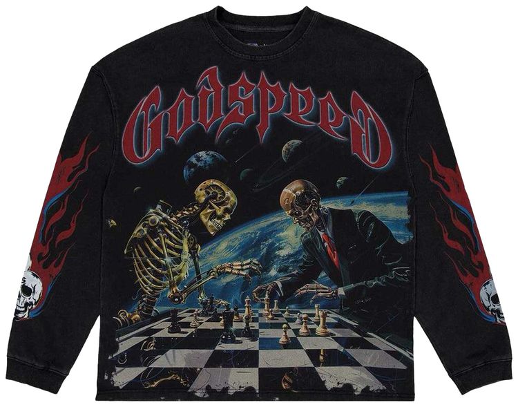 Godspeed Checkmate Long Sleeve T Shirt Black Wash