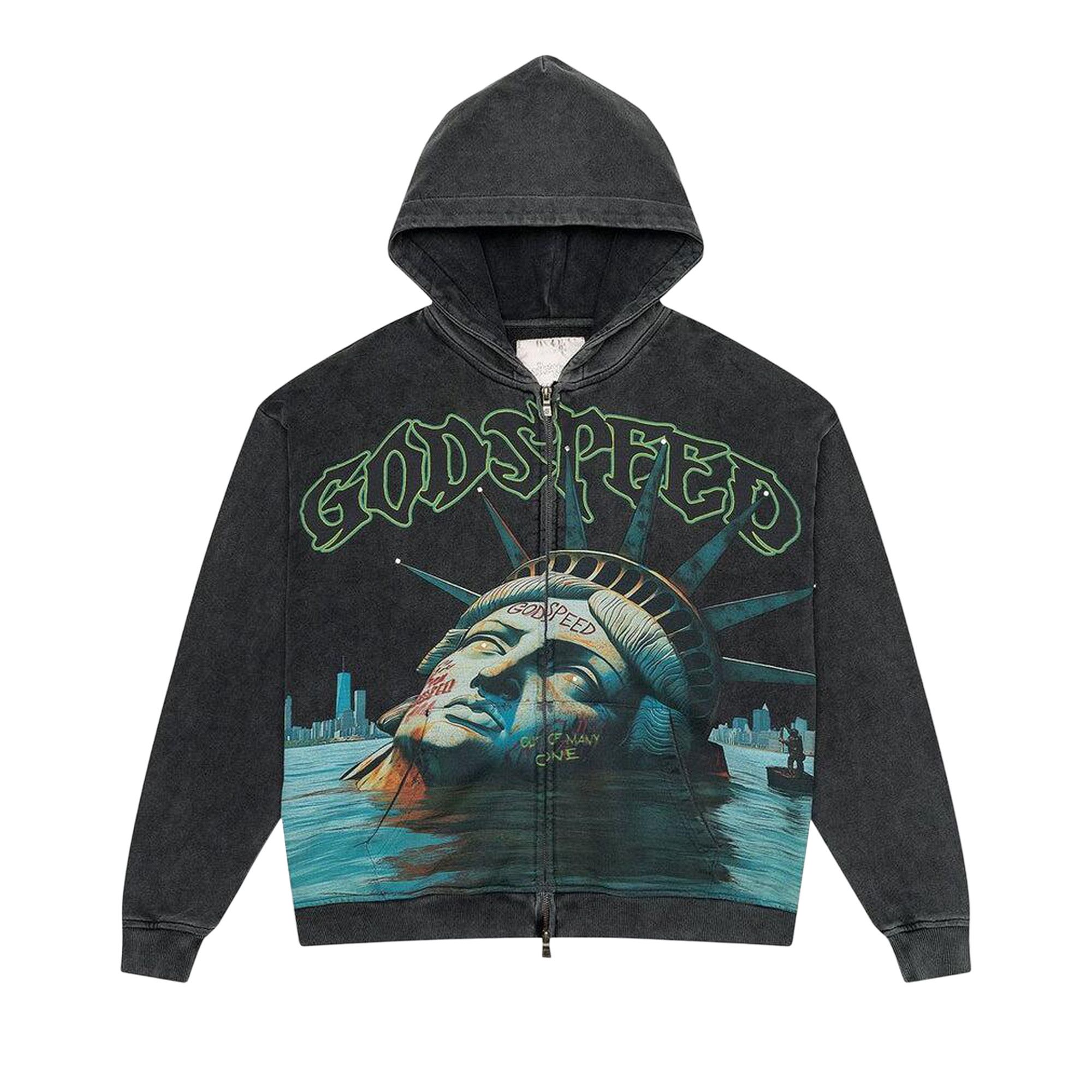 Buy Godspeed Sunken Liberty Zip Hoodie 'Grey Wash' - 11652