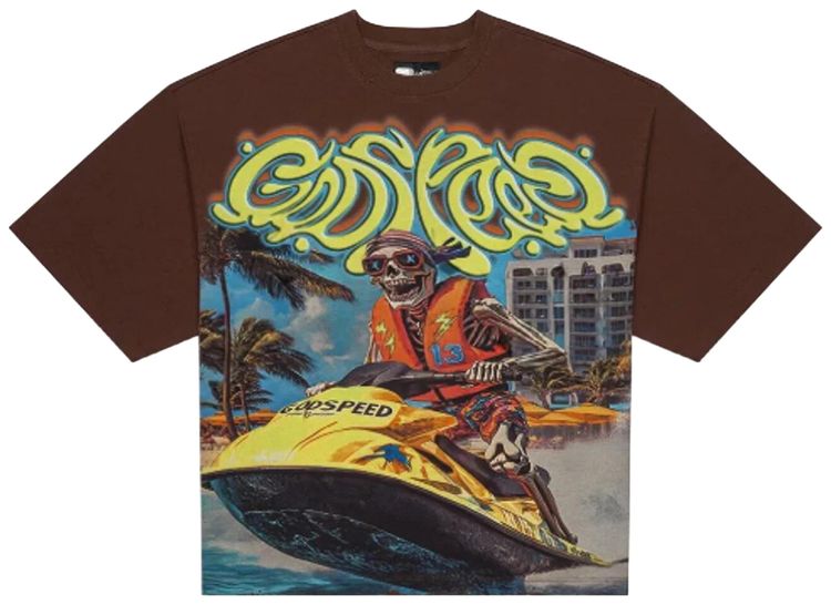 Godspeed Wave Runner T Shirt Brown Wash