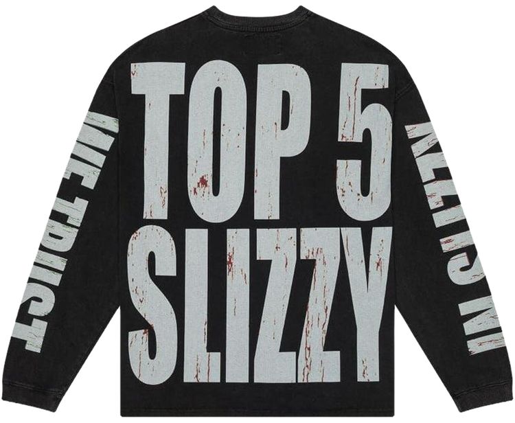 Godspeed Top 5 Slizzy Long Sleeve T Shirt Black Wash