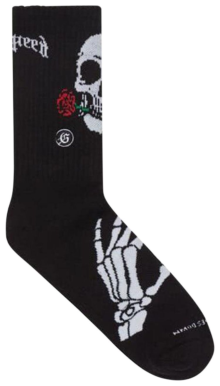 Godspeed Skull  Roses Sock Black