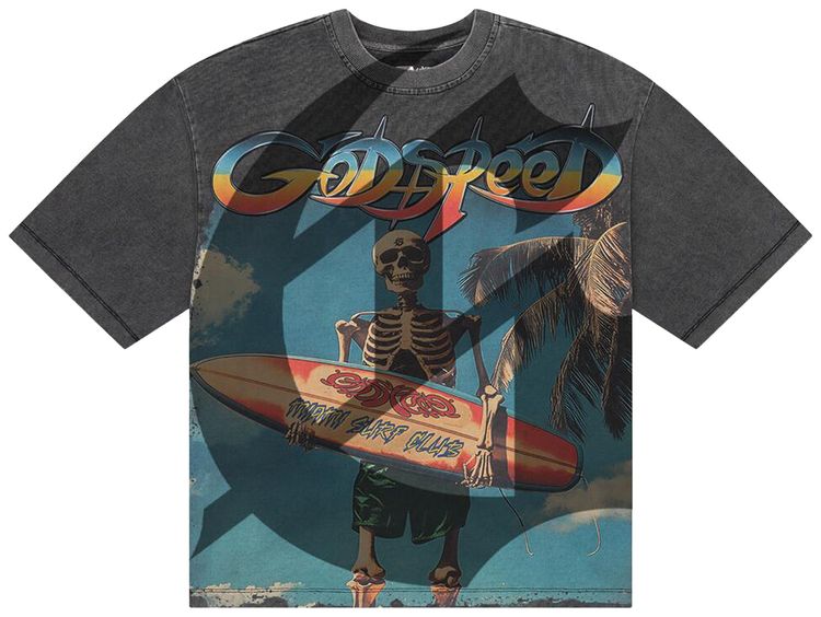 Godspeed Miami Surf Club T Shirt Grey Wash