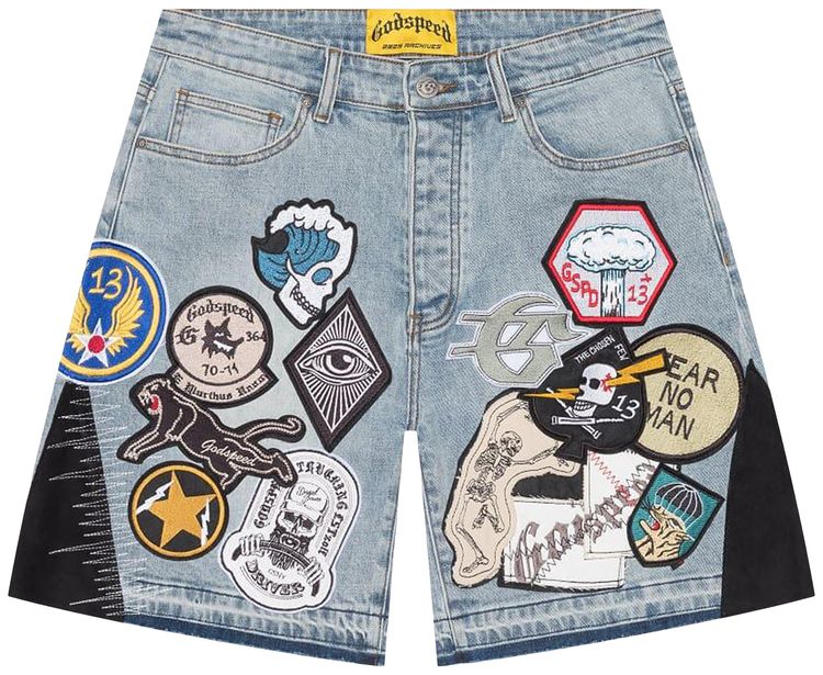 Godspeed Patchwork Denim Shorts V2 Blue