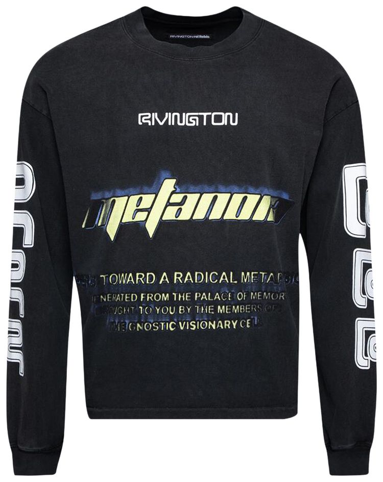 RIVINGTON roi Rebis Radical Paper Garden Long Sleeve Tee Faded Black