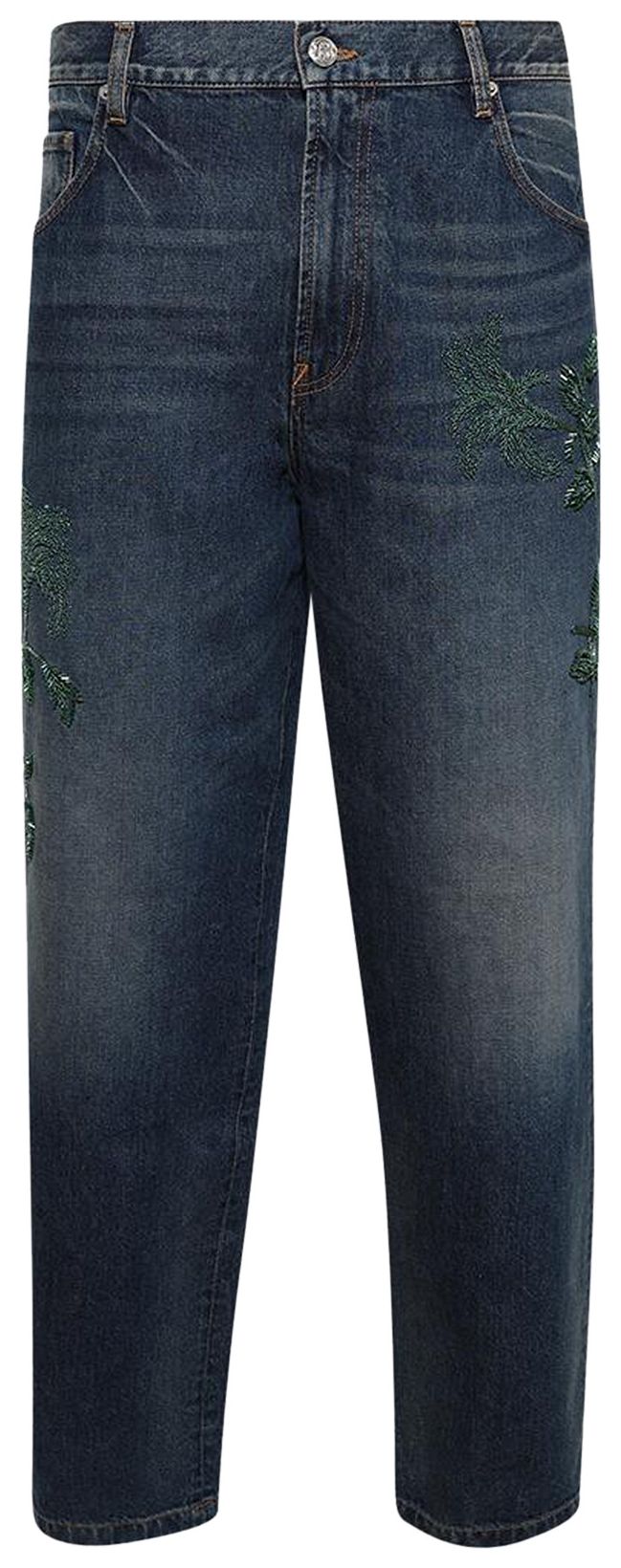 BLUEMARBLE Stonewashed Botanic Embroidered Relaxed Jeans Blue