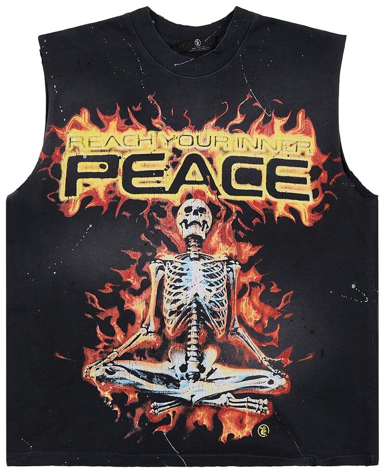 Hellstar Inner Peace Skeleton Sleeveless T Shirt Black