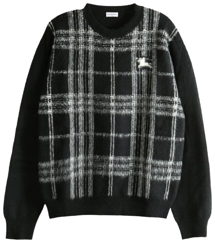 Burberry Check Crew Neck Sweater BlackWhite