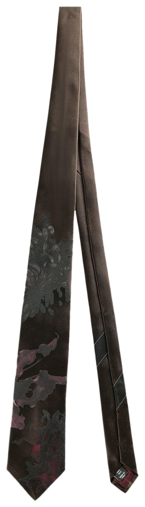Dries Van Noten Printed Silk Tie Brown