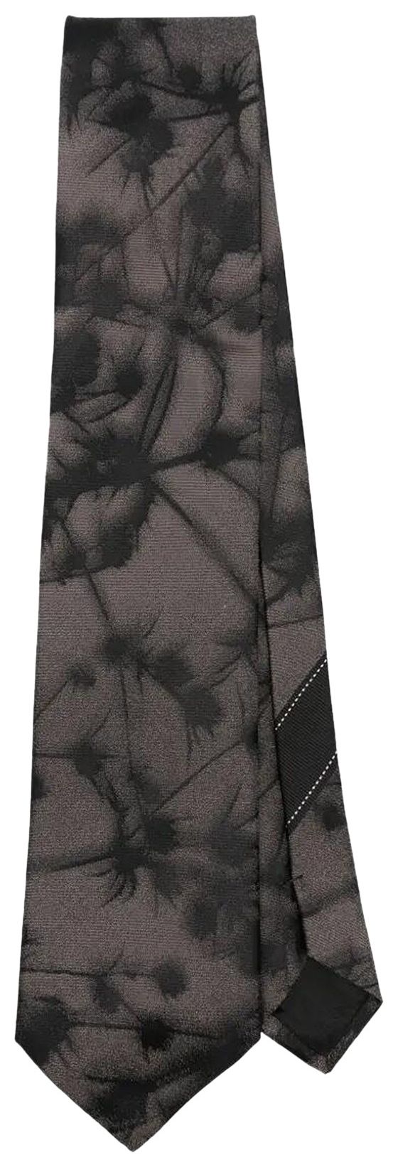 Dries Van Noten Floral Texture Tie Dark Brown