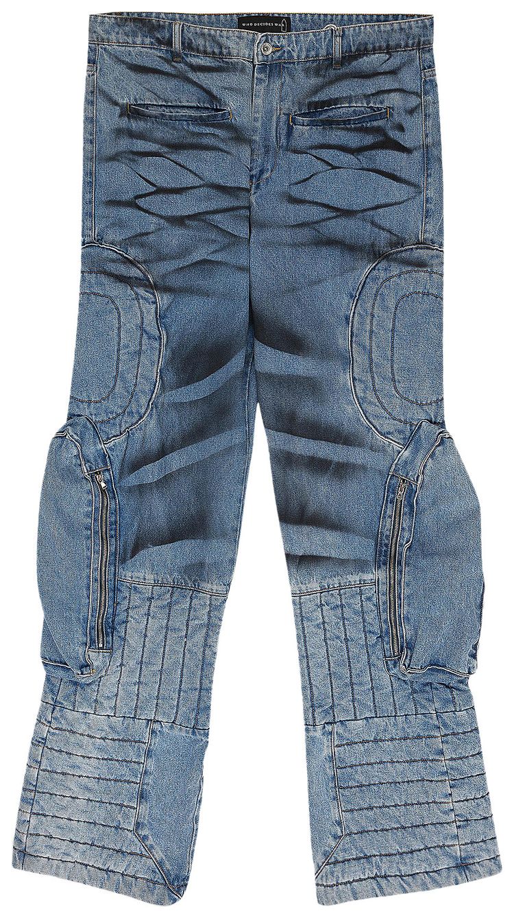 Who Decides War Raised Window Denim Pants Blue