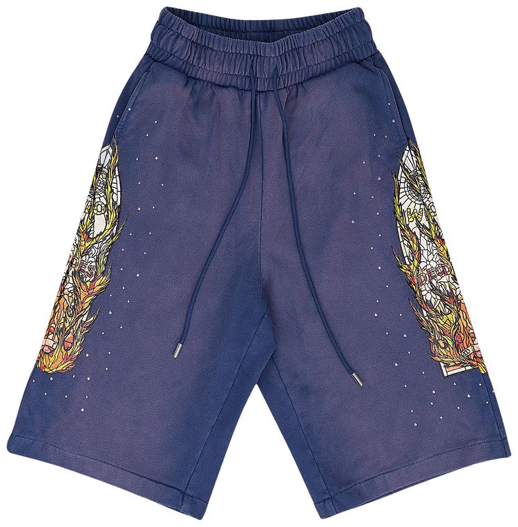 Who Decides War Flame Glass Sweatshorts Indigo