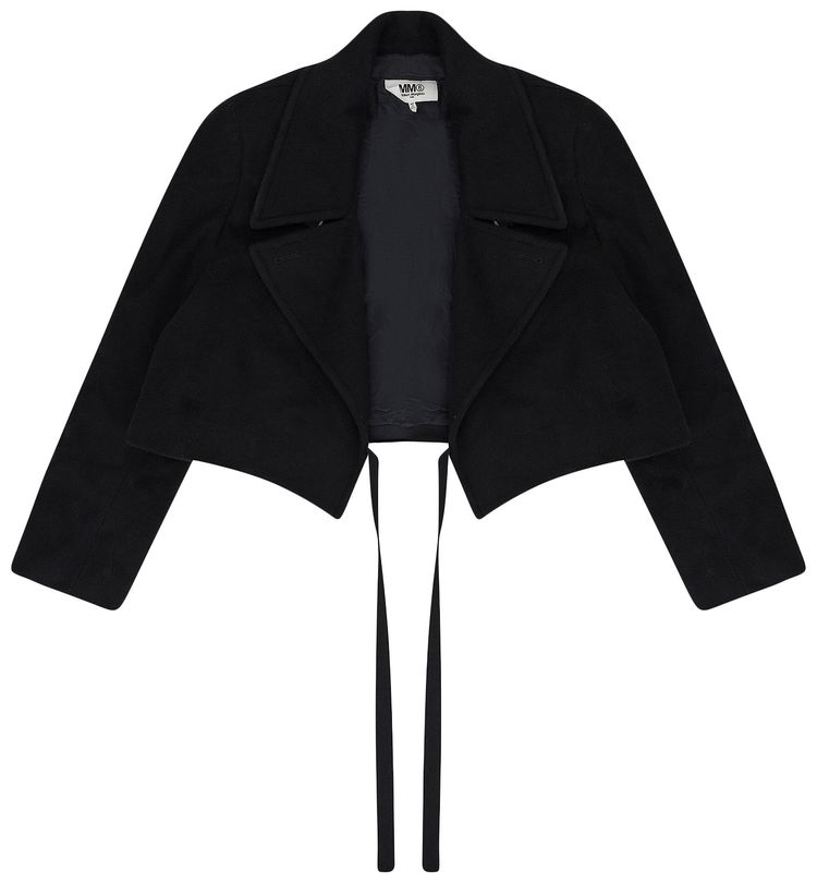 MM6 Maison Margiela Cropped Wool Jacket Black
