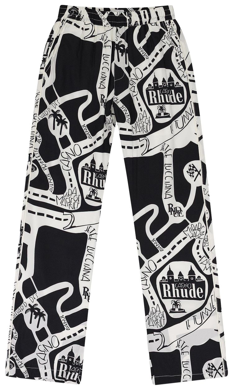 Rhude Strada Silk Track Pants BlackWhite