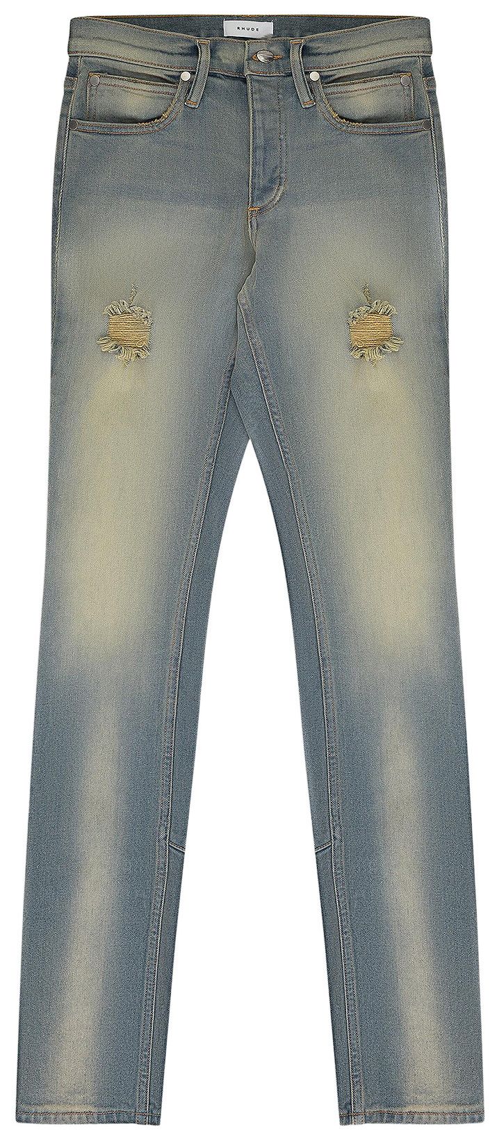 Rhude Denim Straight Fit Jeans BlueYellow