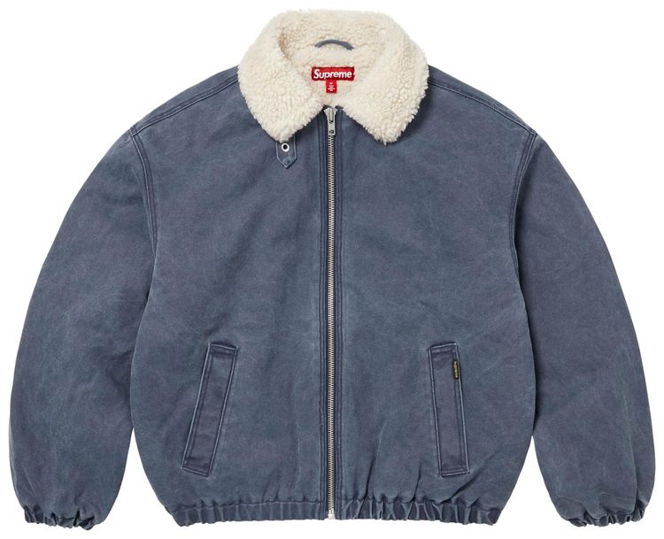 Supreme Faux Shearling Lined Bomber Jacket Navy