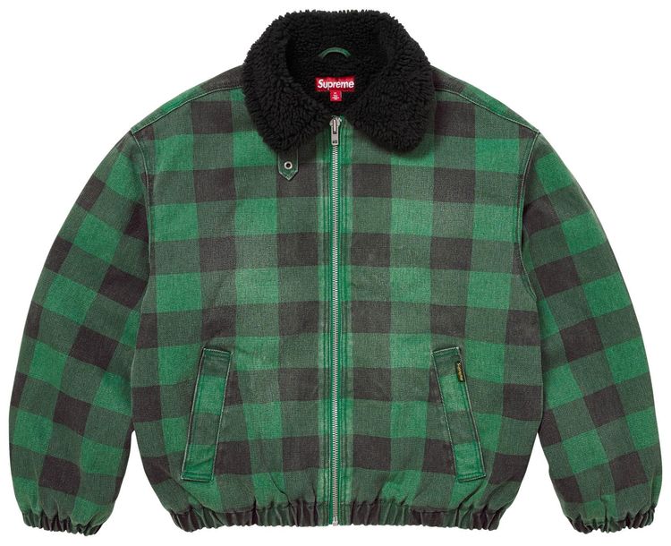 Supreme Faux Shearling Lined Bomber Jacket Plaid