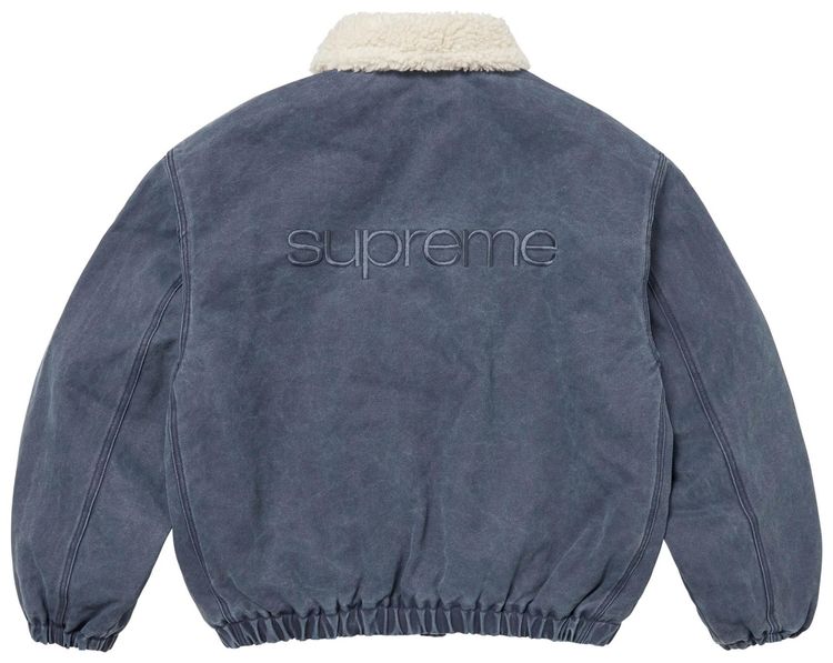 Supreme Faux Shearling Lined Bomber Jacket Navy