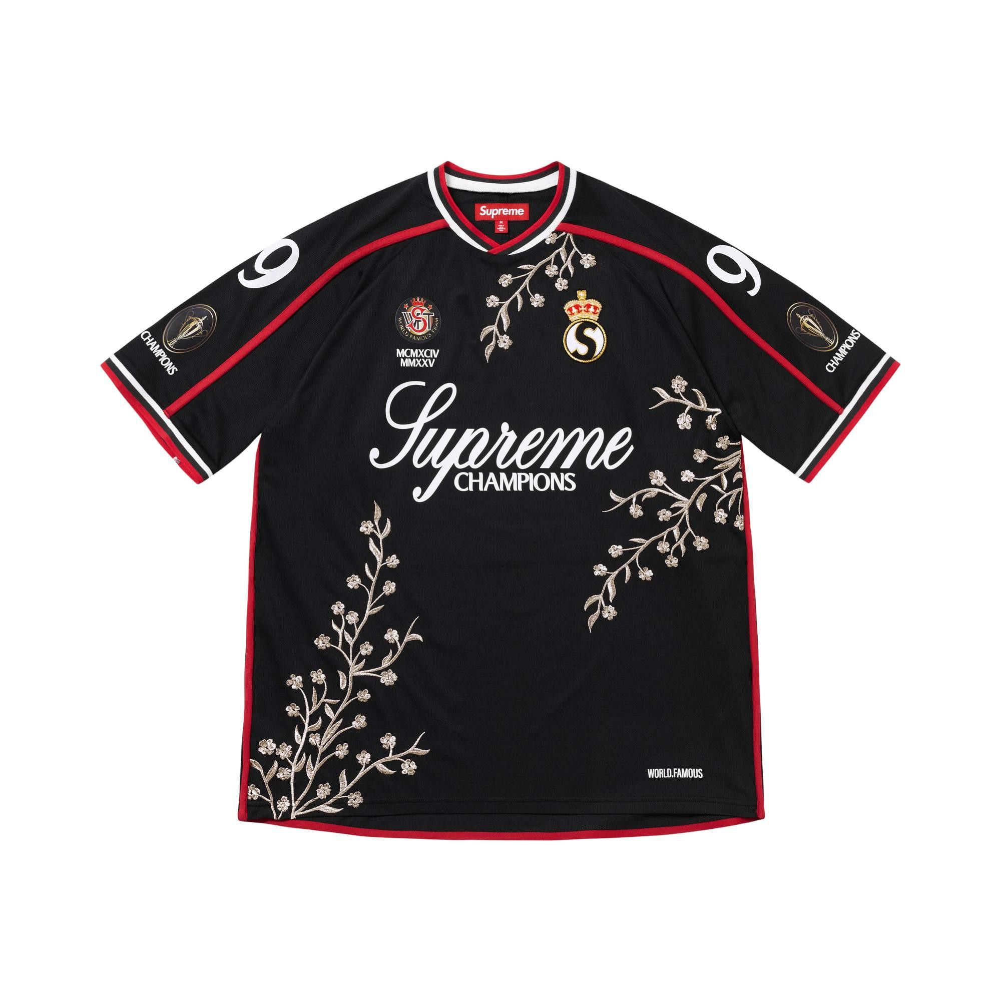 Buy Supreme Floral Soccer Jersey 'Black' - FW25KN52 BLACK | GOAT