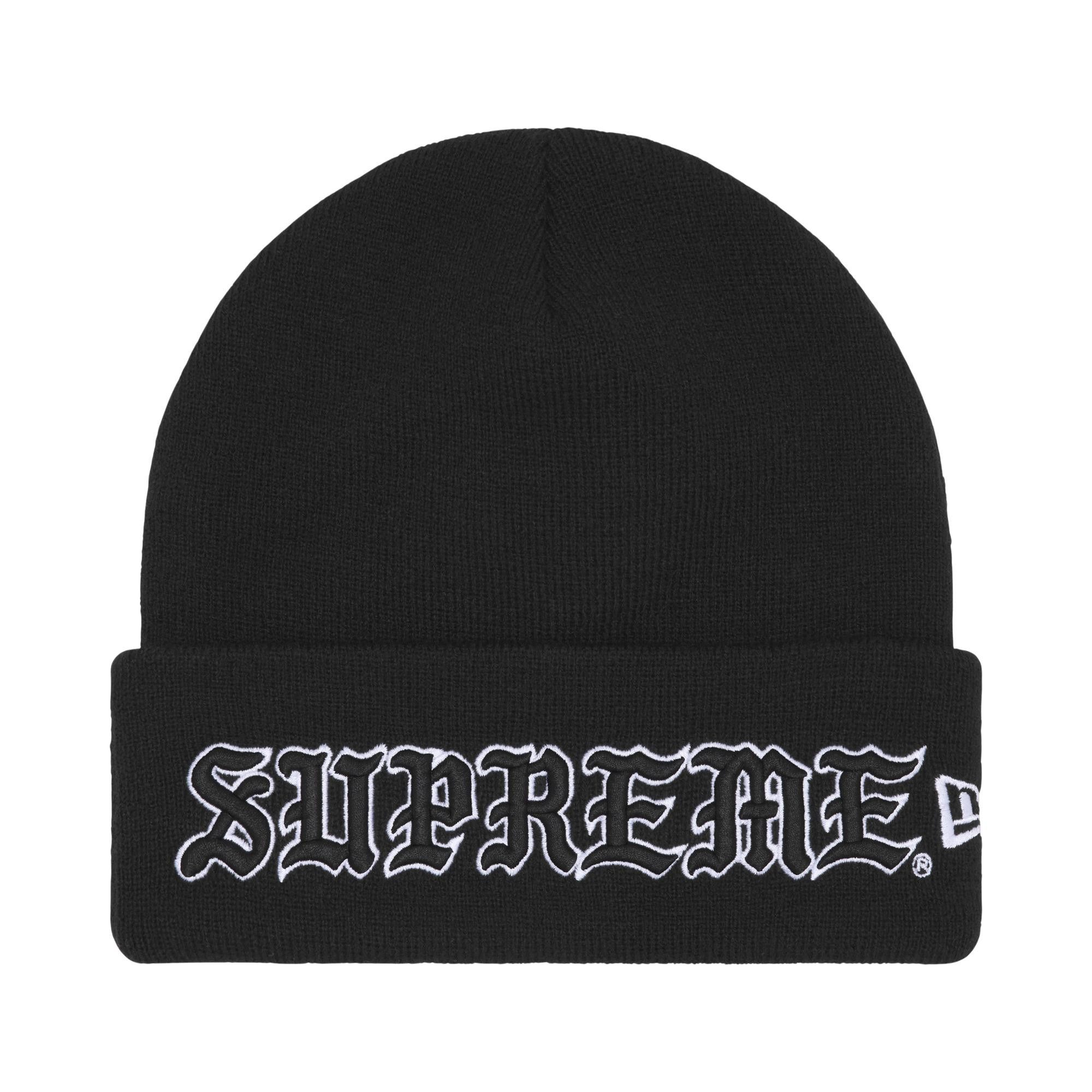 Buy Supreme New Era Old English Beanie 'Black' - FW25BN65 BLACK | GOAT